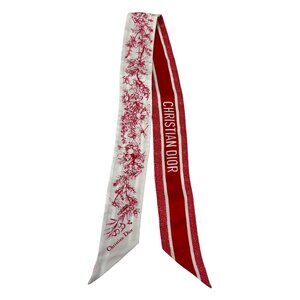 Christian Dior Toile De Jouy Sauvage Mitzah Red White Silk Scarf